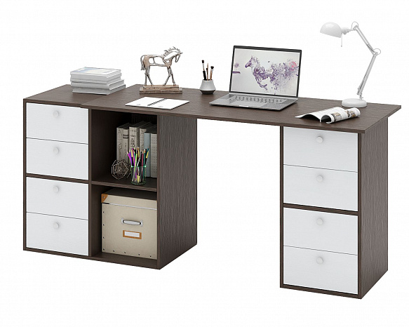 Угловой стол Прайм-76 - венге / белый