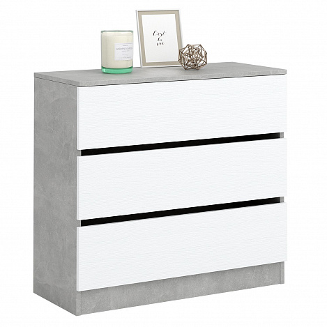 Комод Триверо-9 - бетон / белый
