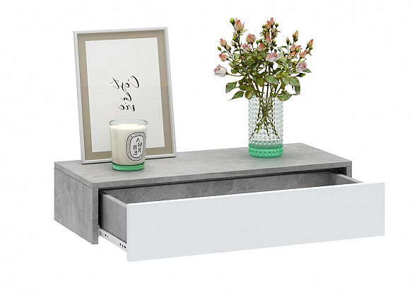 Тумба подвесная Уно-47 - бетон / белый