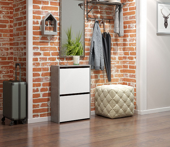 Обувница Витто-19 - бетон / белый