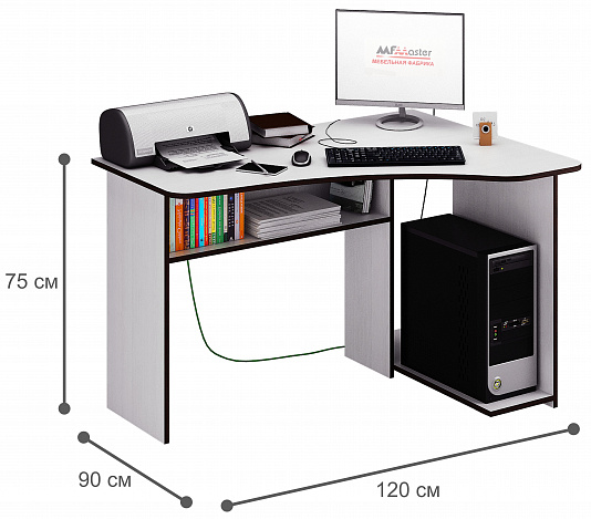 Стол угловой Триан-1 правый - белый