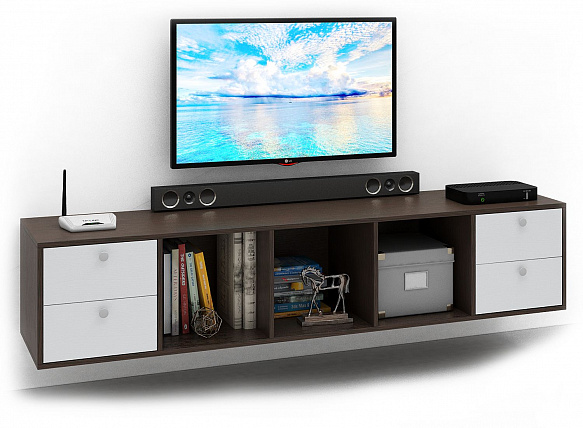 ТВ Тумба Прайм-51-8 подвесная / напольная - венге / белый