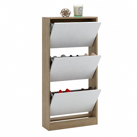 Обувница Уно-54У узкая  - дуб сонома / белый