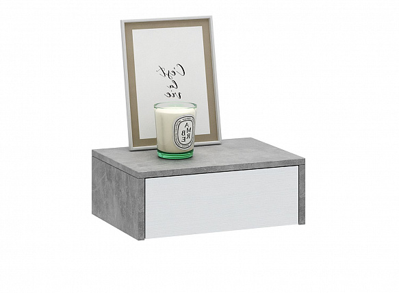 Тумба подвесная Уно-48 - бетон / белый