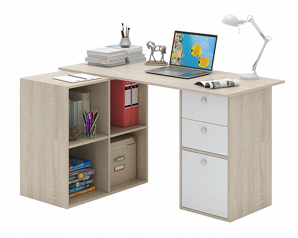 Угловой стол Прайм-80 - дуб сонома / белый