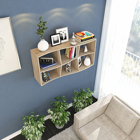 Полка Вэйв-9 - дуб сонома